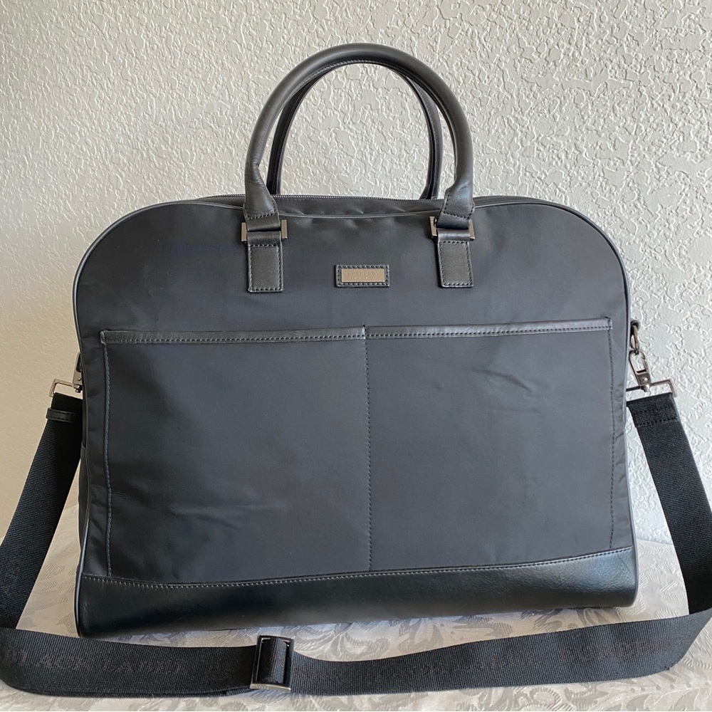 Burberry black nylon business bag